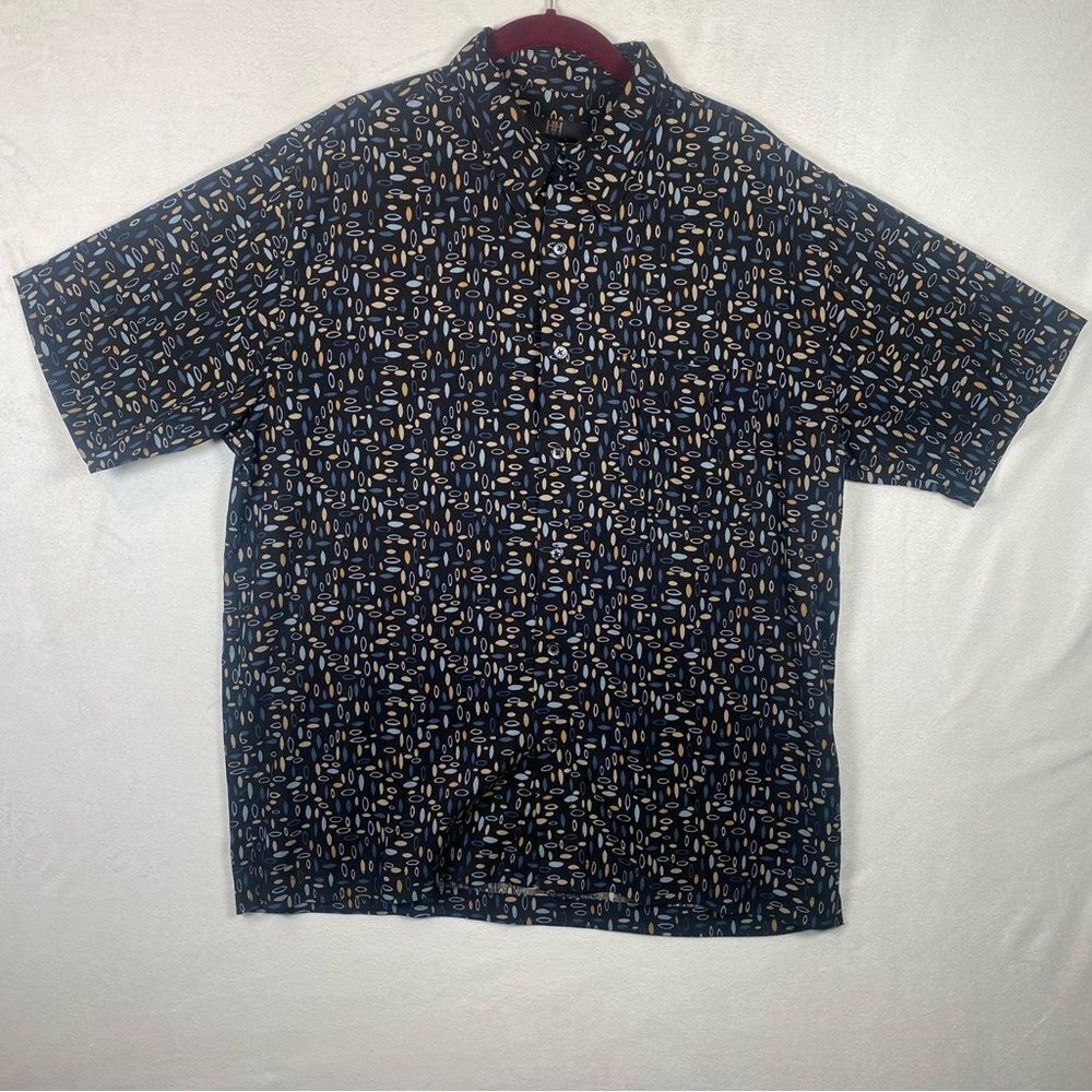 H&H Men's 100% Silk Short Sleeve Button Down Shirt Size Medium